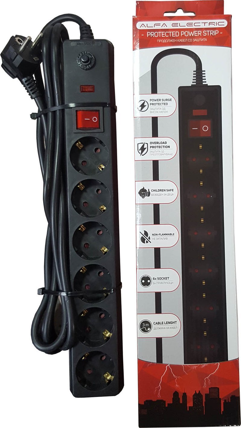 Power strip 1.5m X6 Protected Alfa